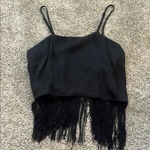 Black Fringe Crop Top